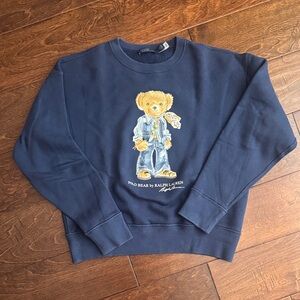 Ralph Lauren Blue Crewneck with Polo Bear Design